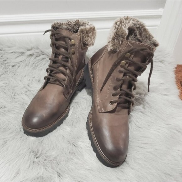 Rare Ultratex Banff Trail Soft Leather Lace up Hiking Boots with Fur lining - Picture 15 of 16